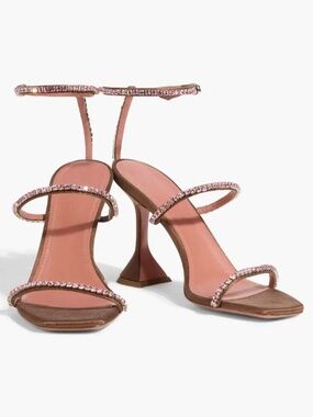 AMINA MUADDI Gilda 95 Crystal-Embellished Satin Sandals